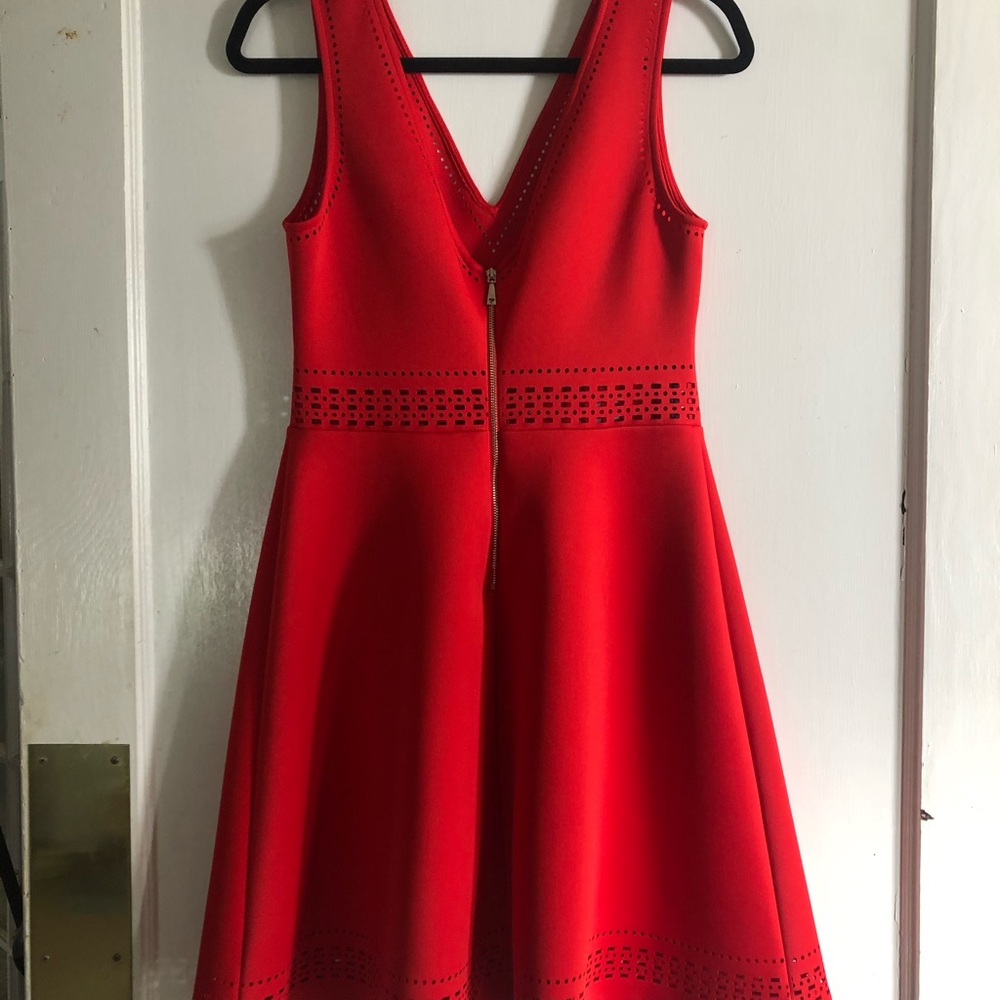 V neck Red Guess Dress Fit and Flare Small Cutouts